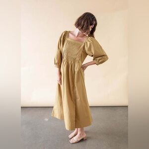 Corey Lynn Calter / NWT Claudia Pleat midi poplin cotton Pintuck Dress small S
